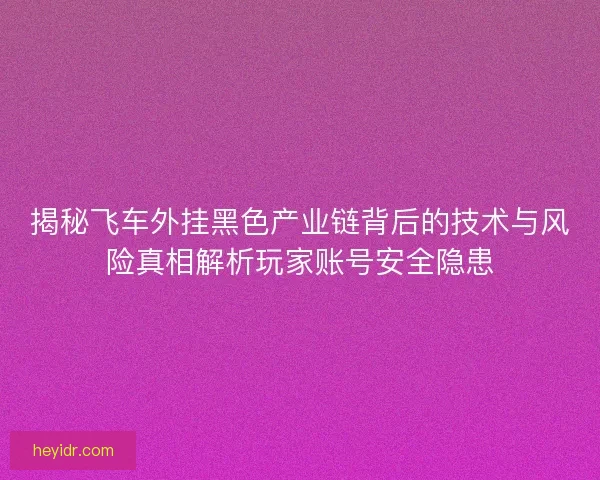 揭秘飞车外挂黑色产业链背后的技术与风险真相解析玩家账号安全隐患